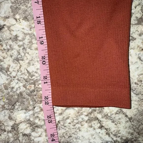 EUC Victoria Sport Victoria's Secret Ribbed Leggings Rust Orange L Large Fall - Picture 6 of 6